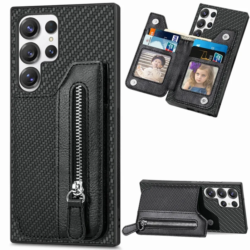 

S25 S 25 Edge 5G Магнитная задняя крышка для Samsung Galaxy S25 Ultra Zipper Кожаный кошелек-держатель для карт Чехол для Galaxy S25 Plus Funda