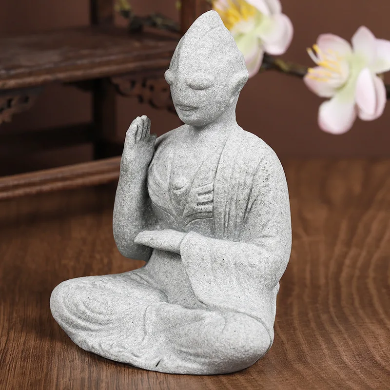 Simulated Stone Carving Ultraman Desktop Ornaments Green Sandstone Home Entrance Tea Table Buddha Statue Ornaments