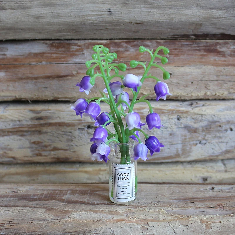 Cena de casa de bonecas modelo DIY em miniatura vaso planta Bellflower Lily Of The Valley Ornaments