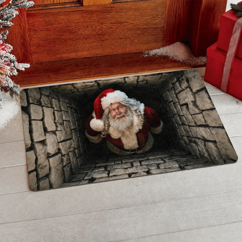 Lifelike Christmas Optical Illusion Doormat Water-absorbing Abrasion-resistant Bathroom Carpet Diatomaceous Earth Non-slip