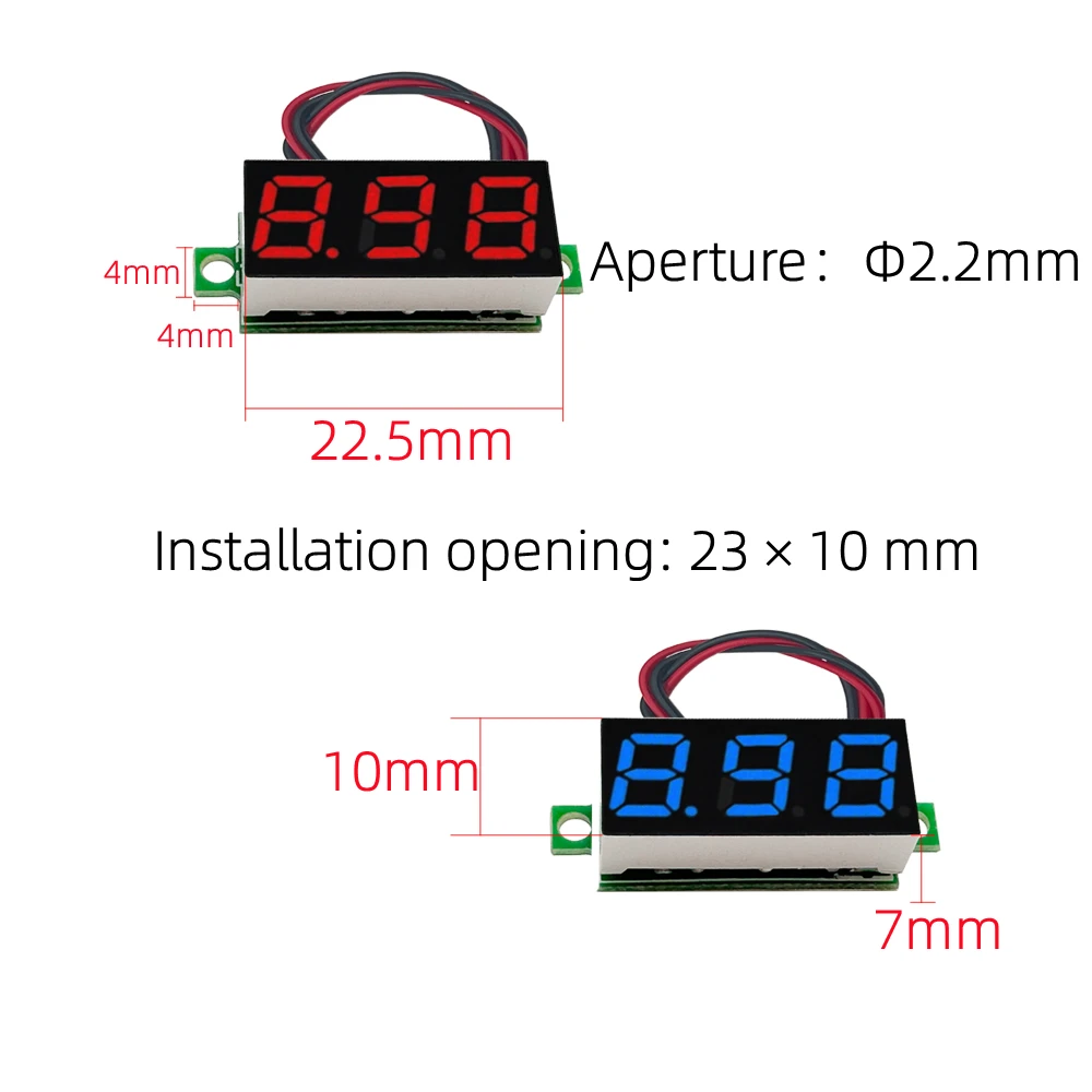 5Pcs 0.28 Inch DC LED Digital Voltmeter 2.8V-30V Voltage Meter Auto Car Mobile Power Voltage Tester Detector 12V Red Green Blue