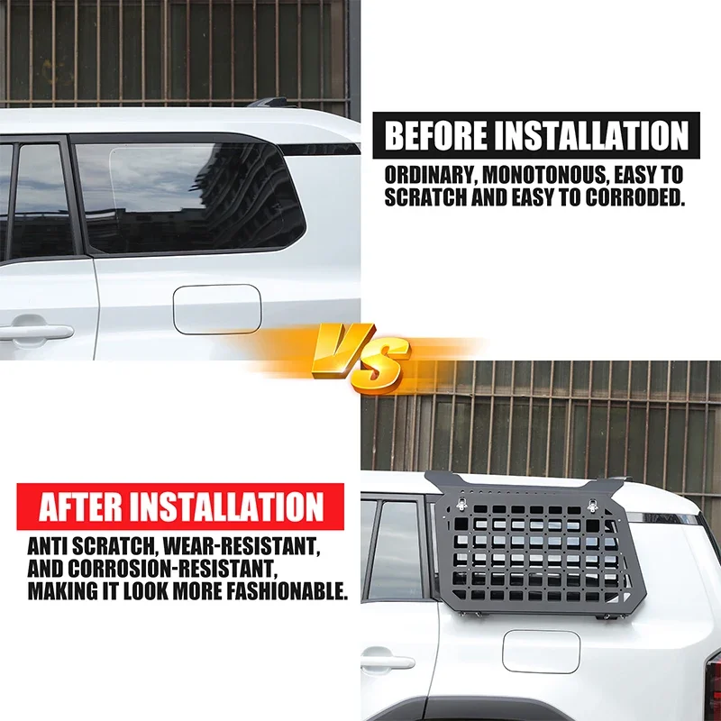 Aluminum Alloy Black For Toyota Land Cruiser Prado 250 LC250 2024+Car trunk foldable armor storage rack modification accessories