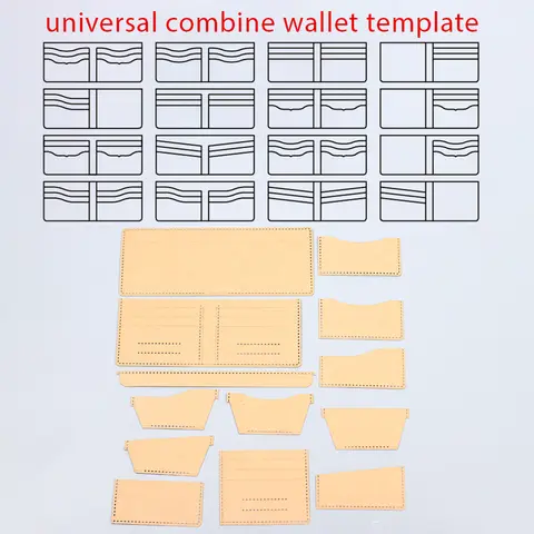 universal free combine short wallet cardholder sewing pattern leather craft  die cutting template