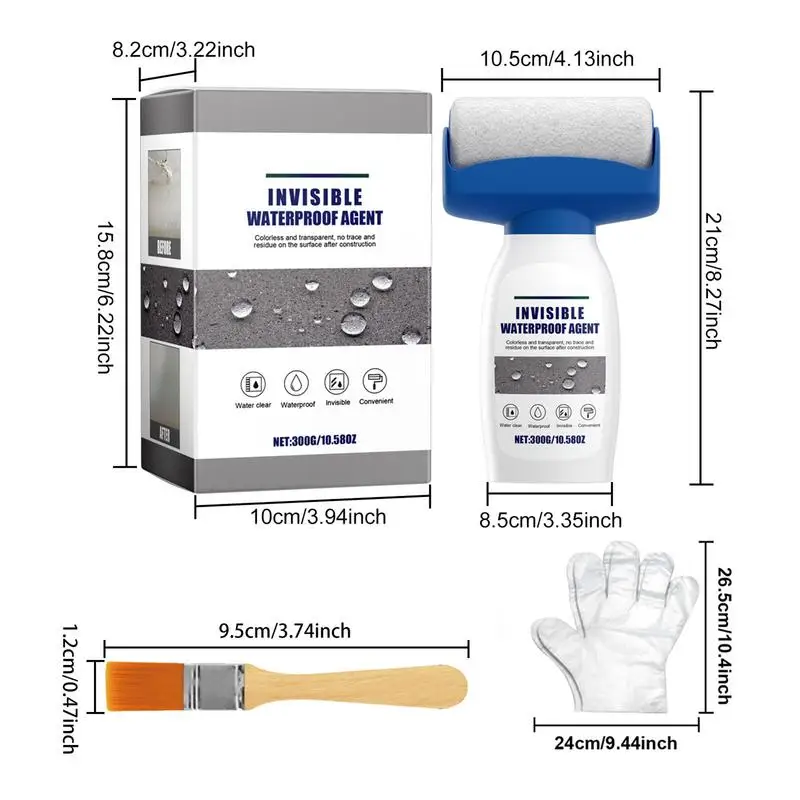 Transparante Waterdichte Zelfklevende Waterdichte Isolerende Kit Lijm Op Waterbasis Geurvrije Coating Met Roller En Handschoenen Voor Gemakkelijk