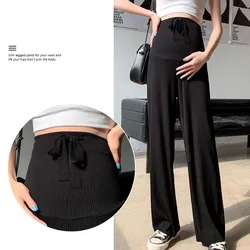 Plus Size Maternity Pant Summer Maternity Ice Silk Pant Summer Maternity Wear Wide-leg Pant Thin Outer Wear Loose Pleated Pant