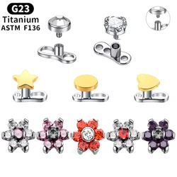 1Pc G23 Titanium Anchor Dermal Base 316L crysal Piercing Flower Microdermal Piercing Heart Star Dermal Anchor Body Jewelry