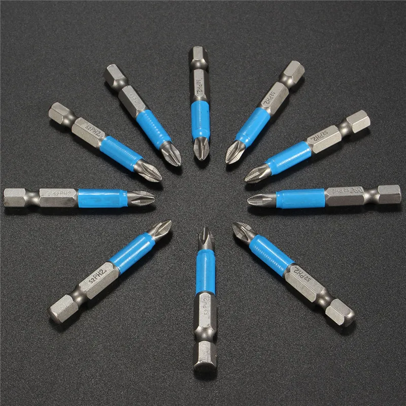 10Pcs Ph2 Phillips Screwdriver 50mm Magnetic Screw Driver Insert Bit Non Slip Screwdriver Drill Bits Hex Shanked Screwdriver Bit