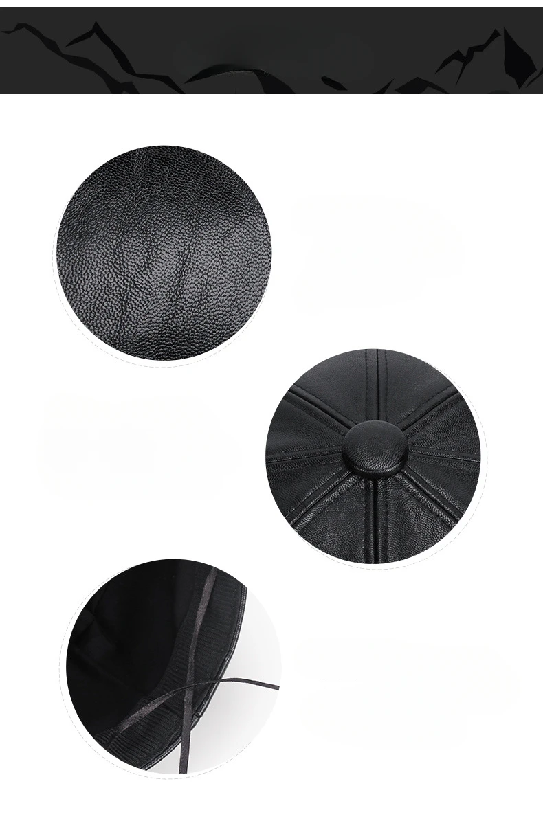 Neue Frauen PU Leder Berets Kappe Hut Schwarz Rot Außen Einstellbar Weibliche Herbst Winter Casual Dame Kappe Hut Für Frauen – Detail 2