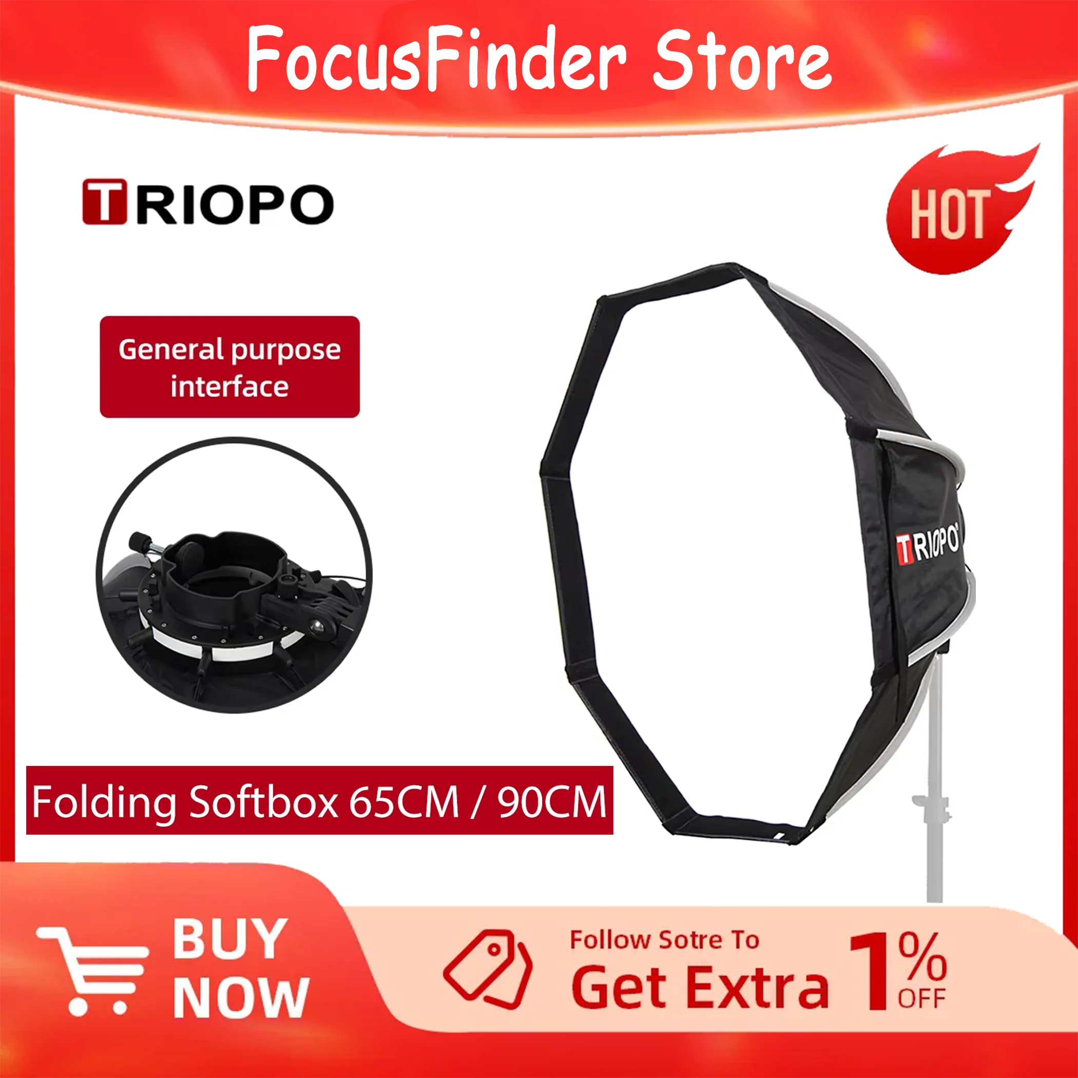 Triopo KX90 90cm KX65 65cm Speedlite Octagon Umbrella Softbox Outdoor Flash Soft Box for Godox V1 Speedlite Softbox ﻿