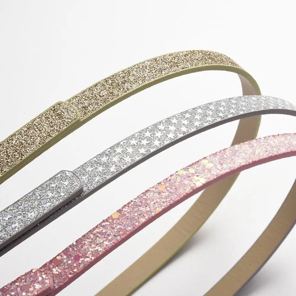 Fashion Adjustable Children's Belt Casual Five Pointed Star Glitter Thin Belt Love Jeans Belts Teen