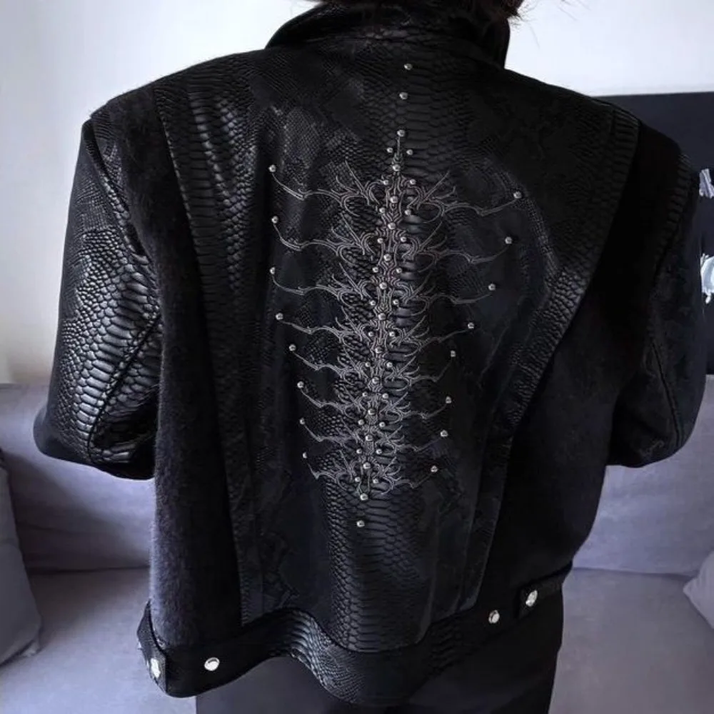 

American Vintage Long Sleeve Jacket PU Leather Y2k Punk Coat Gothic Autumn Female Outwear Zipper Streetwear 2025 Women Casual