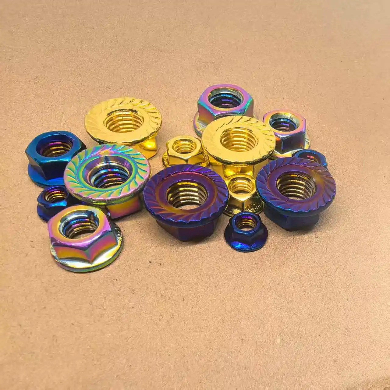 5pcs DIN6923 Stainless Steel PVD Titanium Plated Hex Flange Nut M5
