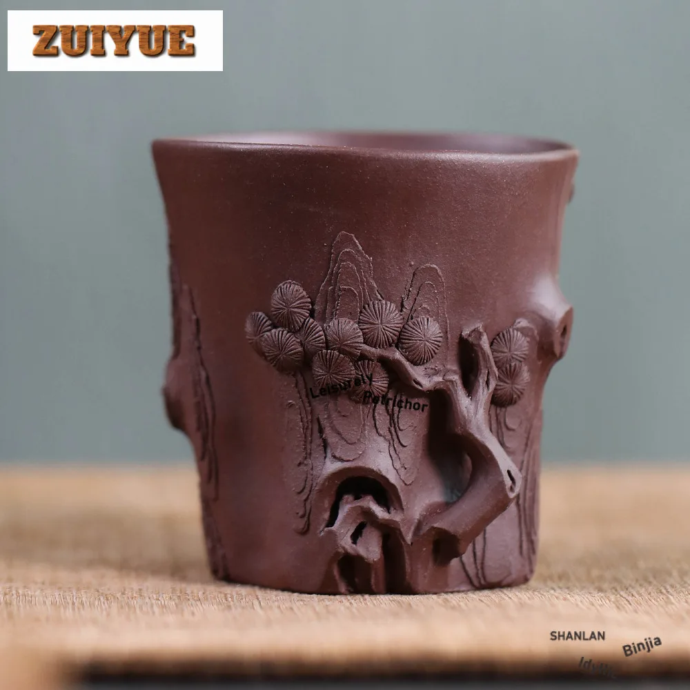 

100ml Yixing Zisha Tree Stump Teacup Zen Tea Bowl Water Jug Tea-tasting Smelling Cup Jianzhan Master Cups For Tea Ornaments