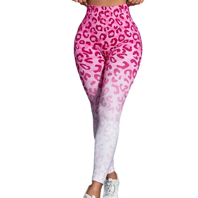 Sexy Leopard Leggings Women Seamless Slim Leggings Sports Fitness Running Pants High Waist Hip Liftting Fashion Elastic Tights