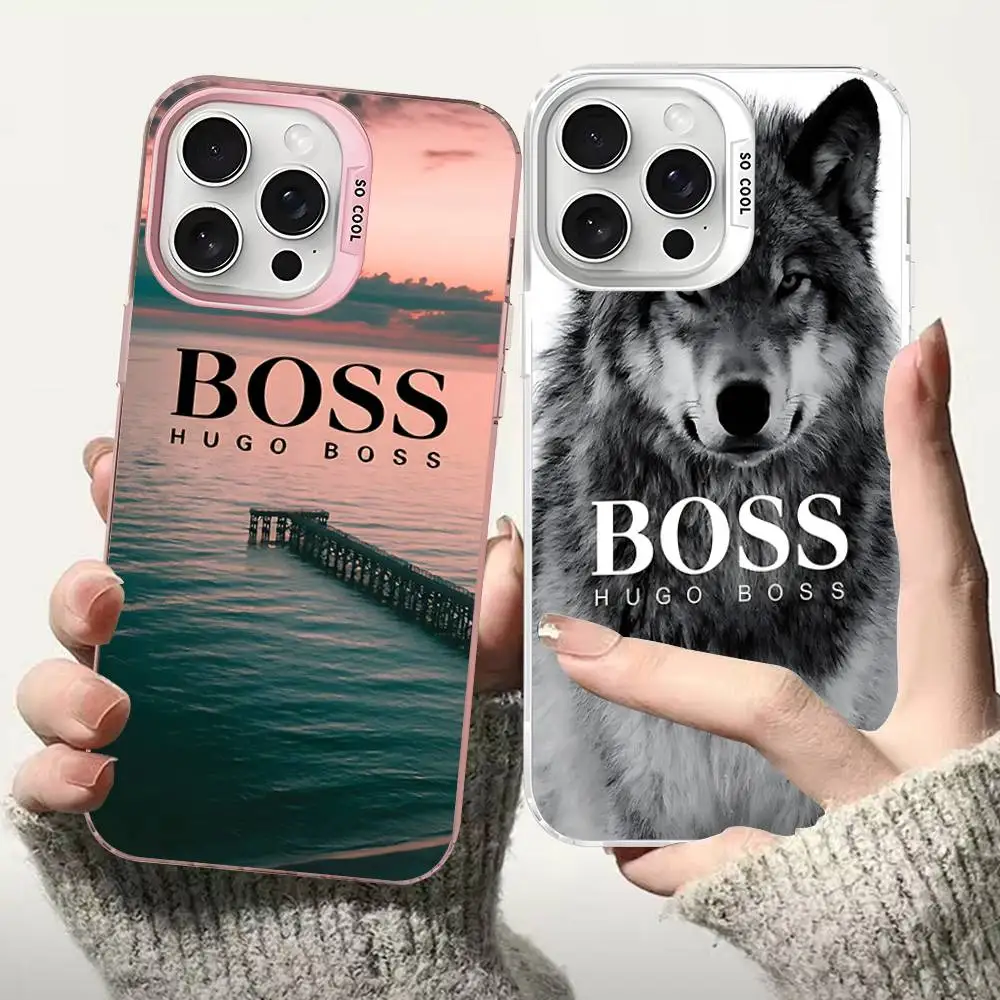 HUGO BBOSSES coque de téléphone pour iPhone 17 16 15 14 13 12 11 Pro MAX mat antichoc arrière Anti chute couverture mate