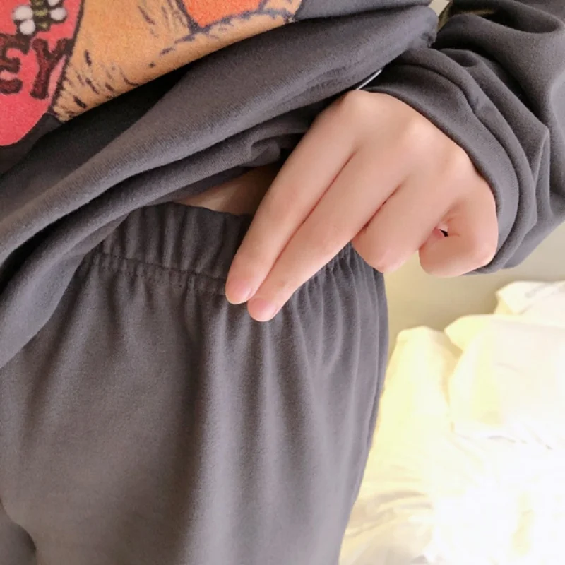 Pyjama ample pour femmes, ensemble de vêtements de maison avec petite tête d'ours, vêtements de maison, manches longues, pantalon Long, nouvelle collection printemps et automne