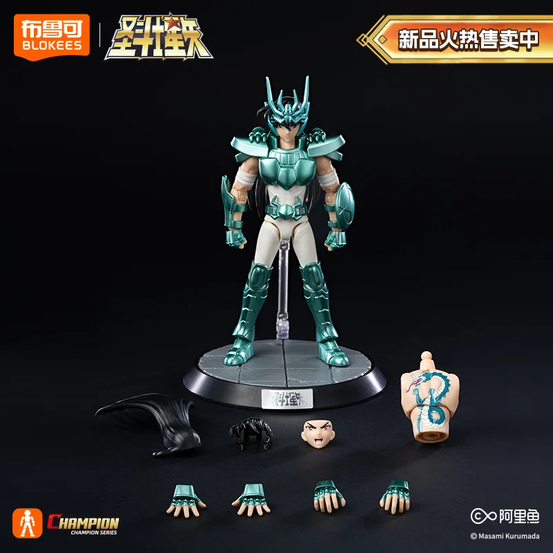 BLOKEES Original Saint Seiya CAPRICORN SHURA DRAGON SHIRYU CANCER DEATHMASK CHAMPION CLASS Action Figure Anime Model Toys Gift