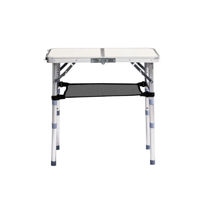 Portable 2ft Outdoor Folding Table, Adjustable Height Picnic Table, Lightweight Aluminum Camp Table with Carry Handle for