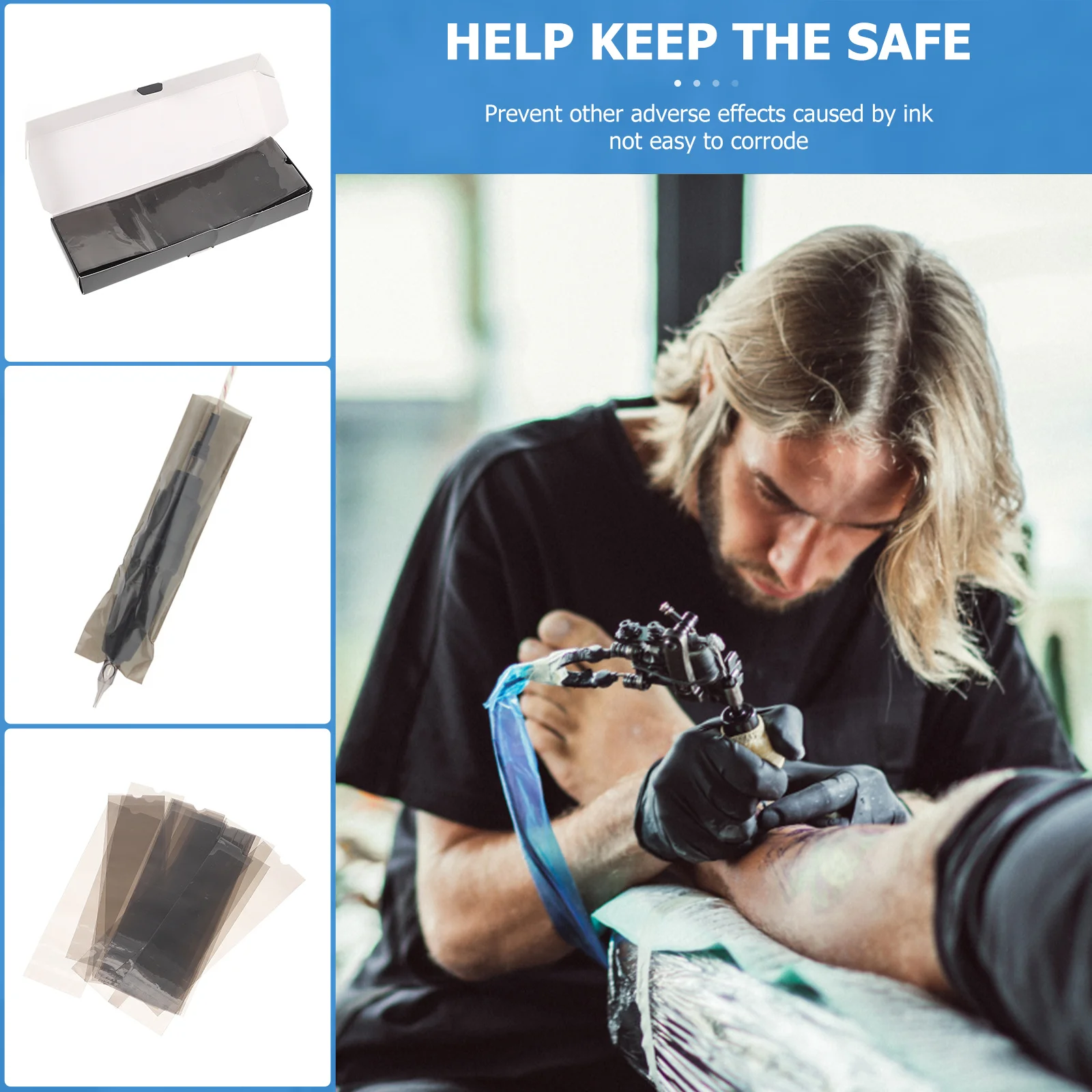 

200Pcs Black Tattoo Clip Cord Sleeves Protective Disposable Covers for Safe Tattooing on Large Areas Tattoos Clip Cord Sleeve