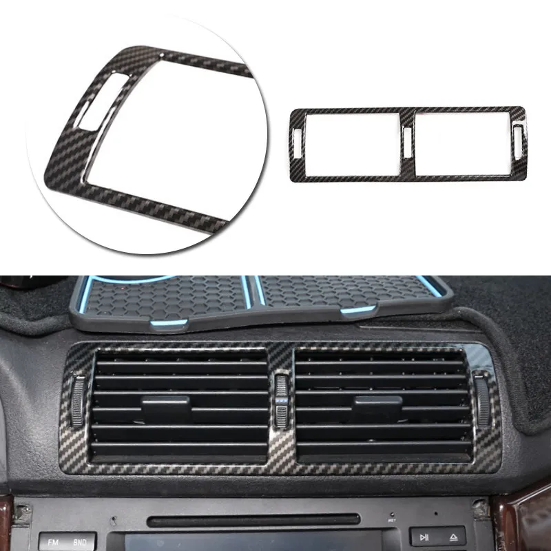 Carbon Style Car Center Control Air Condition Vent Frame Cover Trim For BMW 5 Series E39 1996 1997 1998 1999 2000 2001 2002 2003