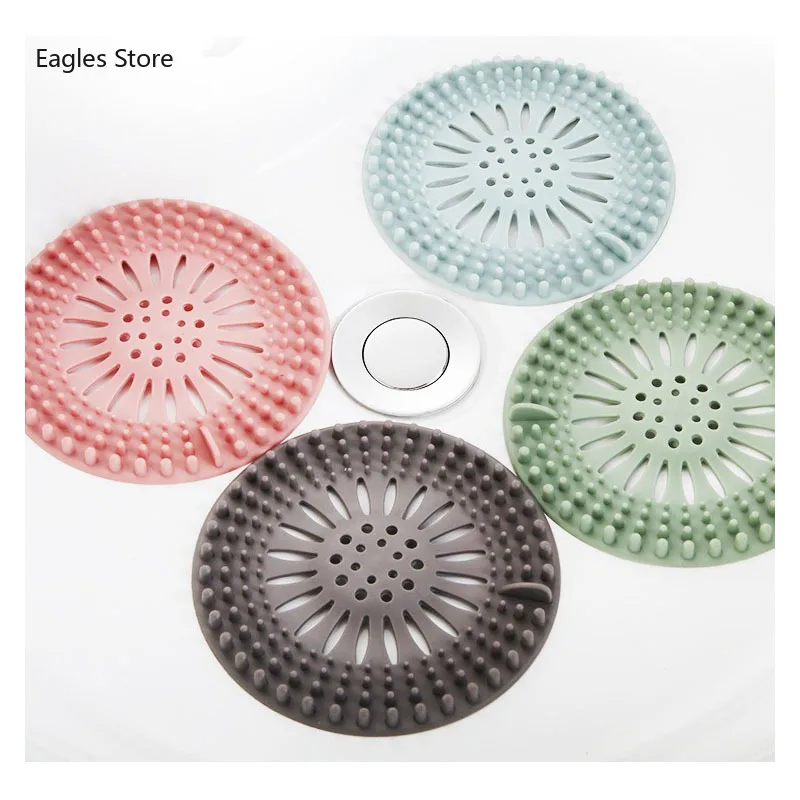 Silicone Hair Stopper Filter Catcher Cover Mat Shower Floor Drain To Prevent Clogging for Bathroom Bathtub Kitchen Accessories