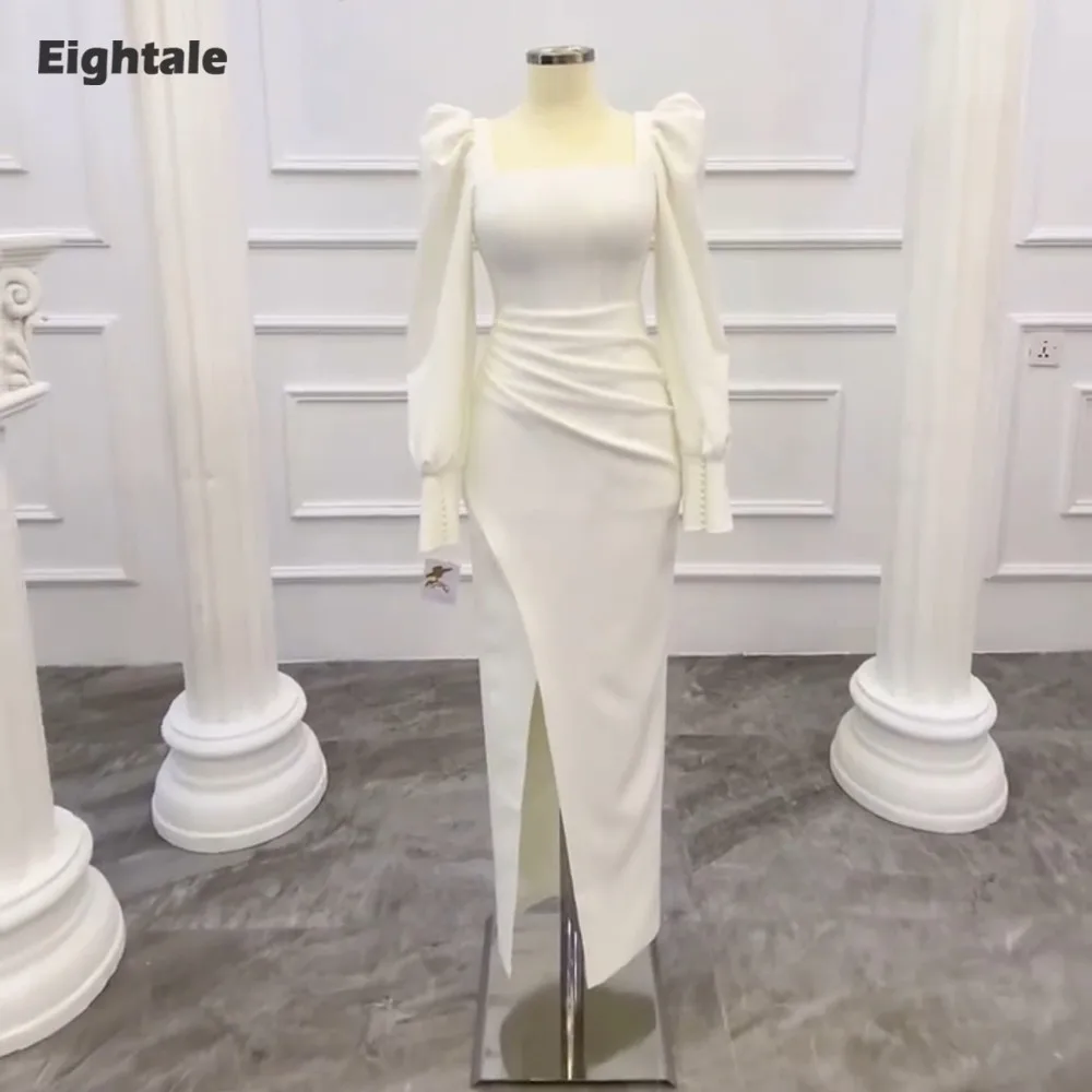

Eightale Arabic Wedding Dresses Customized Long Sleeves Ivory Mermaid Side Slit Bridal Gowns Vestidos De Novia