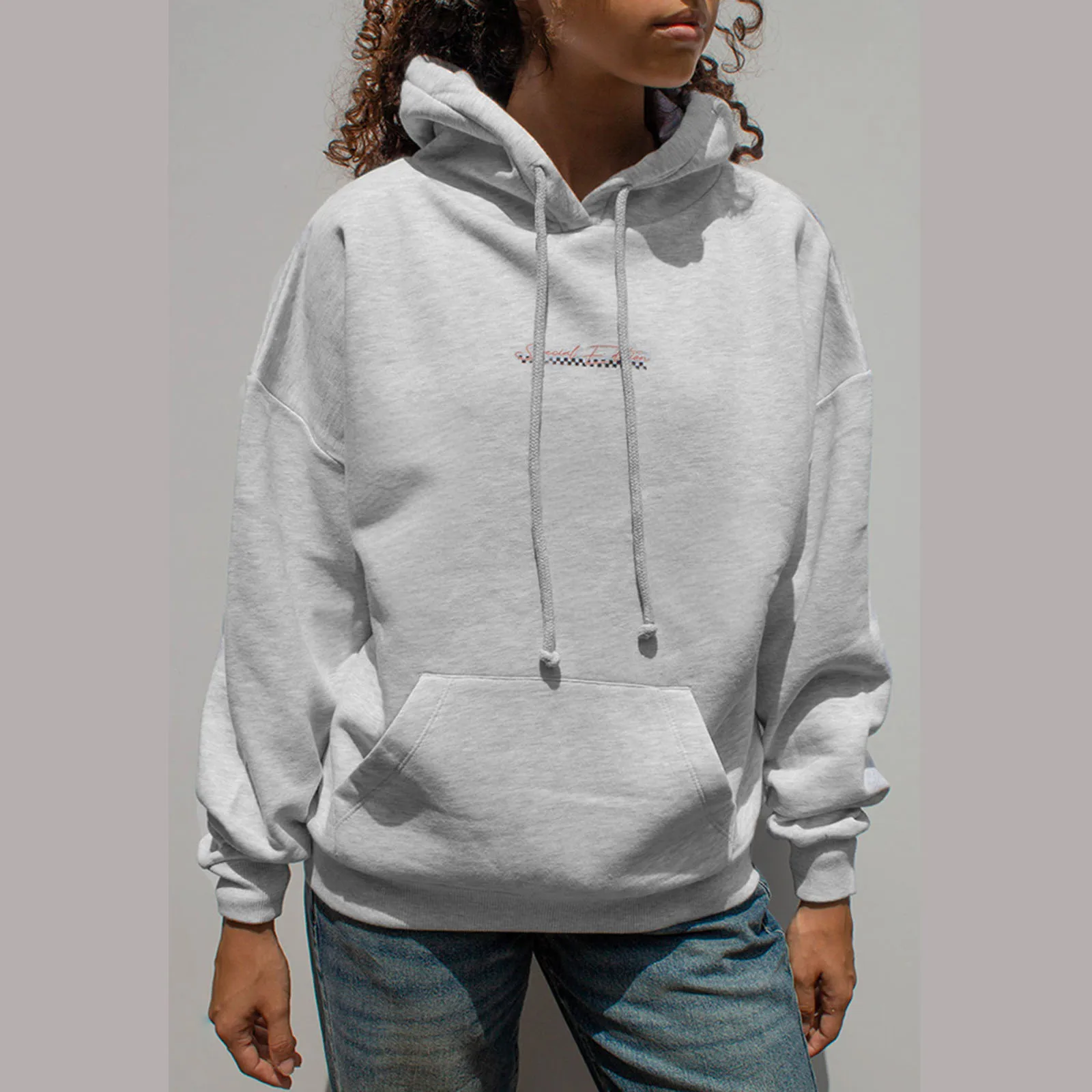 

Women's Loose Hoodies Fashion Number/Disco Ball Pattern Drawstring Hooded Long Sleeve Sweatshirts Pullovers Fall Casual Tops