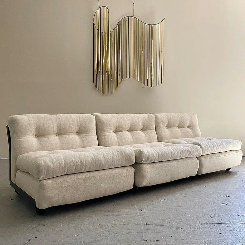 Retro corduroy single and double three-person fabric sofa, simple medium and ancient style module sofa chair