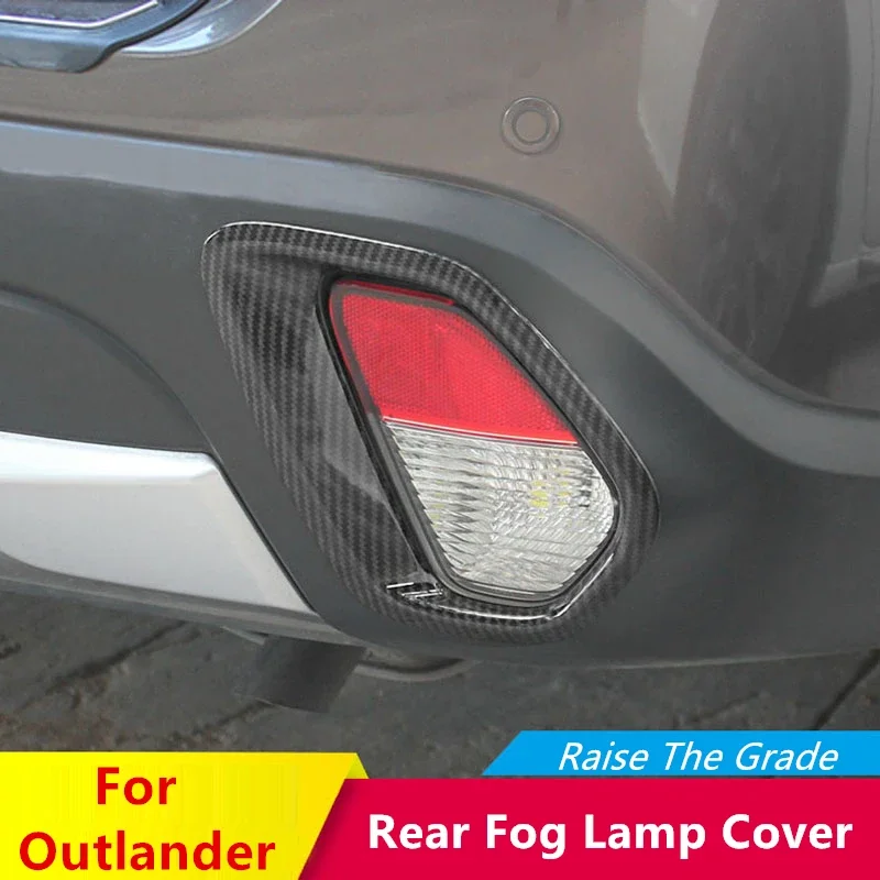 Car Rear Fog Lamp Frame Covers For Mitsubishi Outlander 2016-2022  ABS Carbon fiber Exterior Modification Accessories