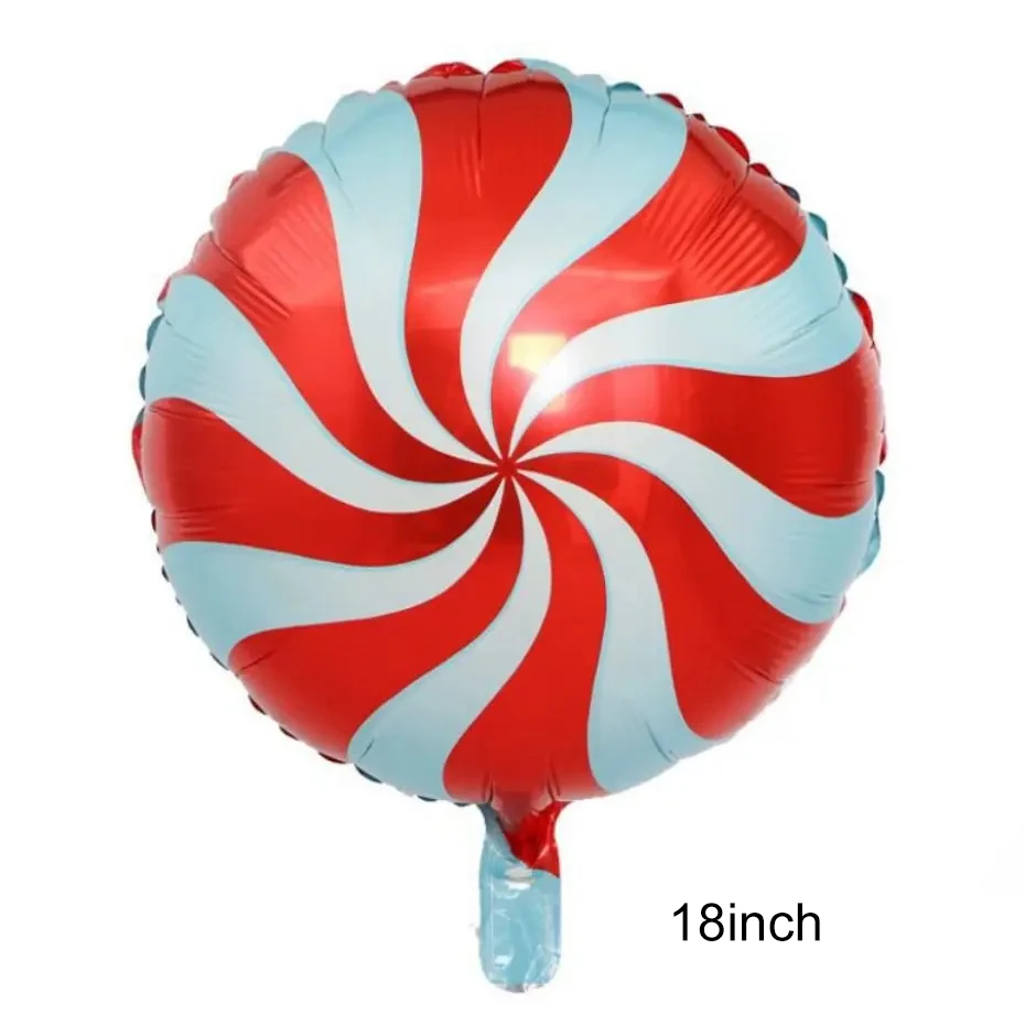 6pcs Sweet Candy Foil Balloons 18inch Lollipop Round Candy Bar Helium Balloons for Candyland Birthday Baby Shower Party Decorati