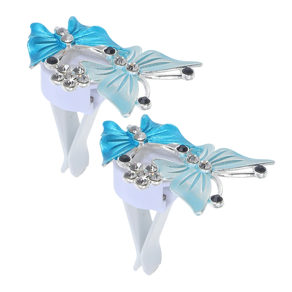 

2pcs Butterfly Car Air Perfume Clip Decorative Vent Clips Rhinestone Design Auto Vent Accessories Compatible With Car Air