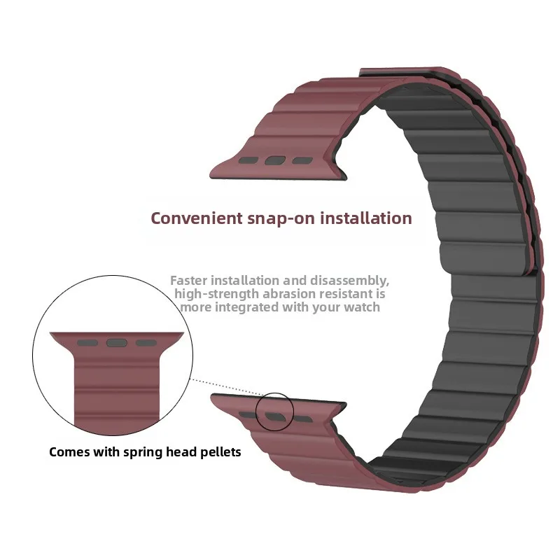 Двухцветный УФ-магнитный силиконовый ремешок, умные спортивные часы, браслет, браслет, магнитный ремешок для часов с петлей