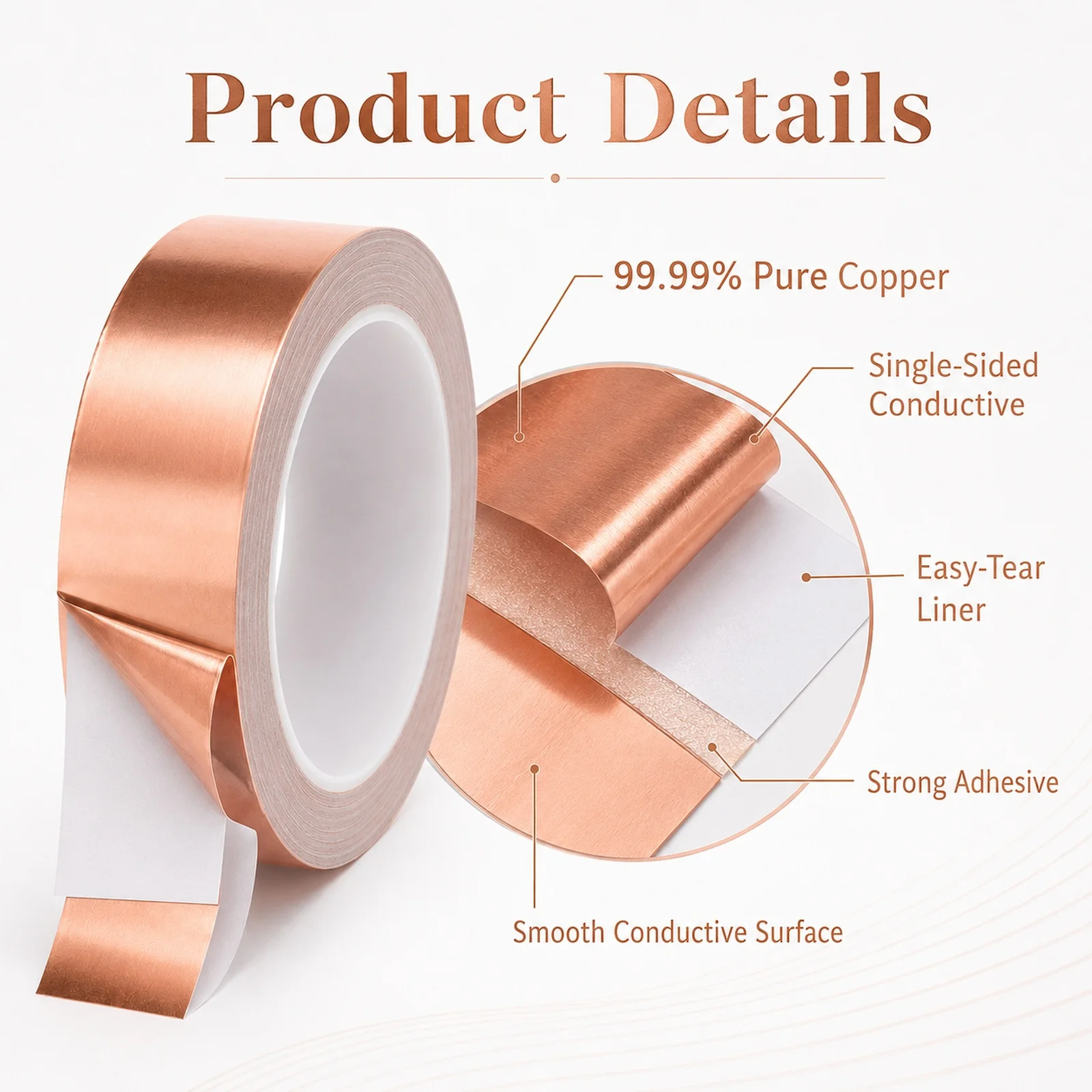 1/3/5 Roll Single-Sided Copper Foil Tape Conductive Shielding Tape Snail Tape Colored Glass Home Appliances Circuit Repair view 3