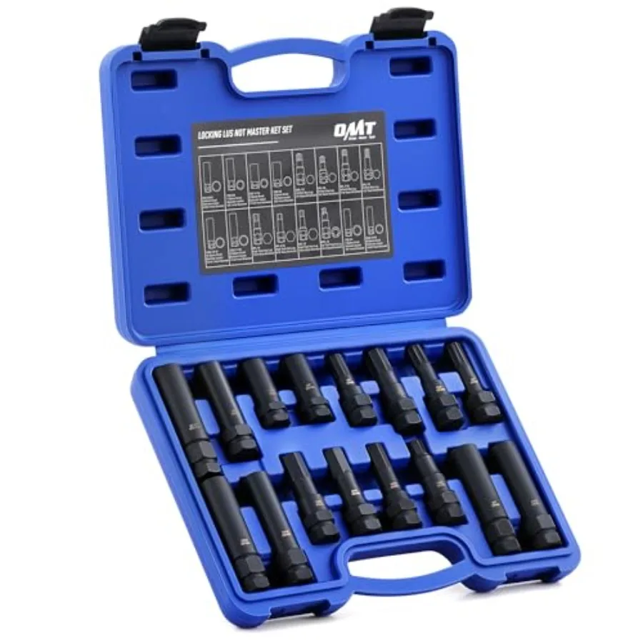 

16pc Locking Lug Nut Master Key Set SAE and Metric Wheel Lock Removal Kit for Removing Locking Spline Star Hex and Fluted Hex L
