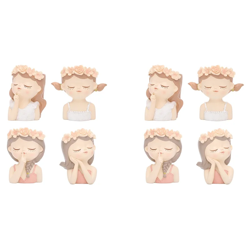 ABFI 8PCS ขนาดเล็ก Fairy กระถางต้นไม้ Succulent ชุดรูระบายน้ํา 4 นิ้วในร่มหม้อกระบองเพชรน่ารักแจกันดอกไม้ตกแต่ง