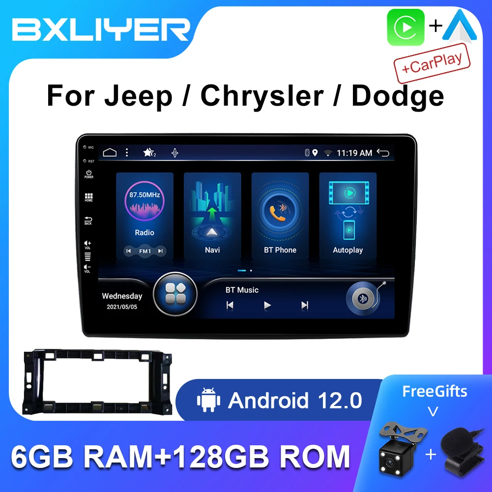 Android 12 Car Radio For Jeep Compass Grand Cherokee Wrangler Chrysler Sebring Town Country Dodge Charger GPS Navi Carplay Auto