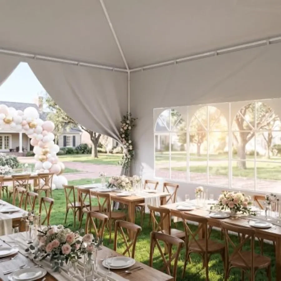 10x20FT Party Tent Outdoor Canopy with 6 Removable Sidewalls, White