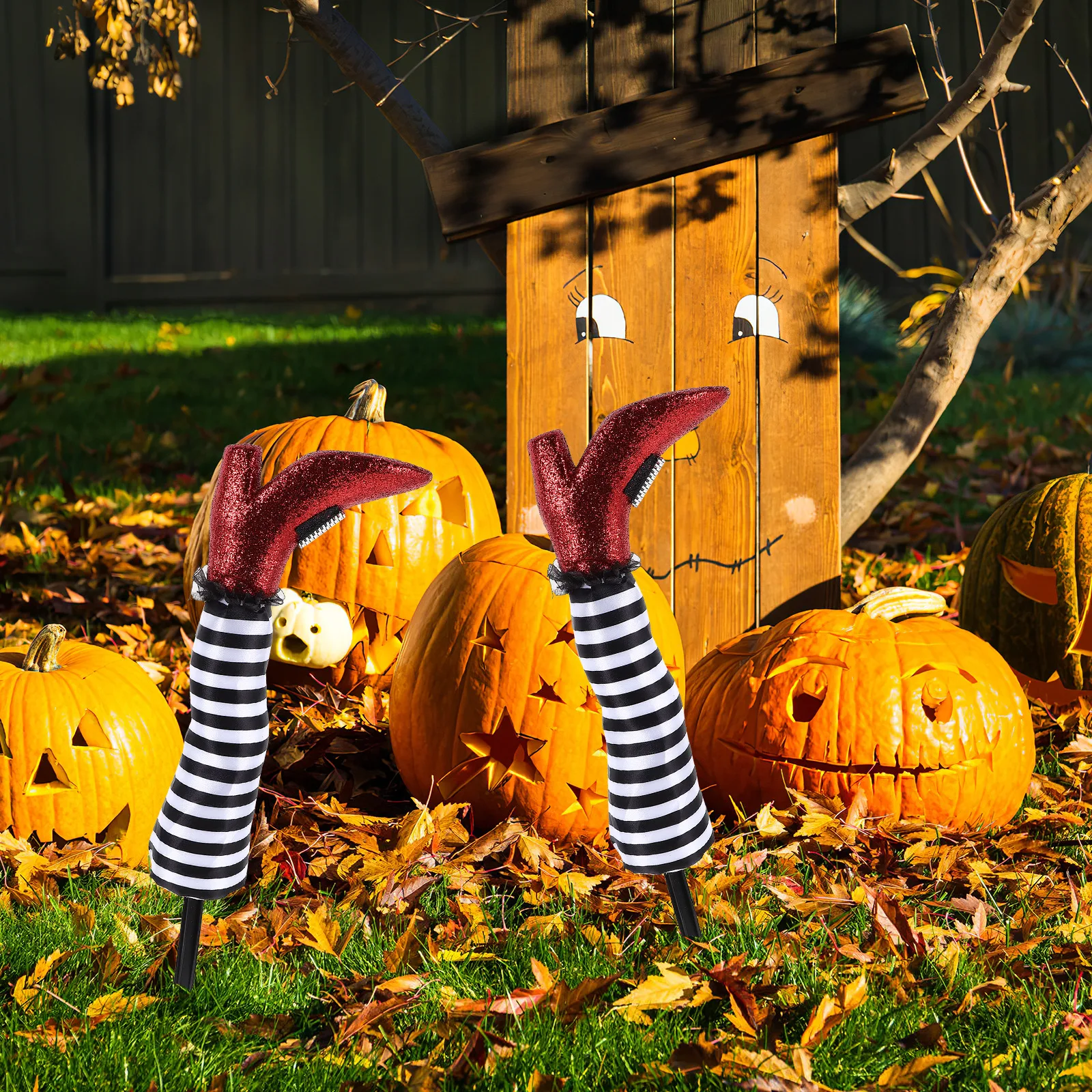 Witch Leg Haunted House Body Part Outdoor Lawn Garden Yard Decor Vivid Halloween Witch Leg Stakes Party Supplies