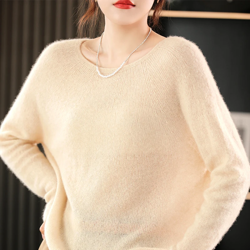 

Women Sweater Solid Color Knit Pullovers O-neck Bottoming Shirts Loose Fit Spring Autumn Winter Korean Style Skin Friendly Top