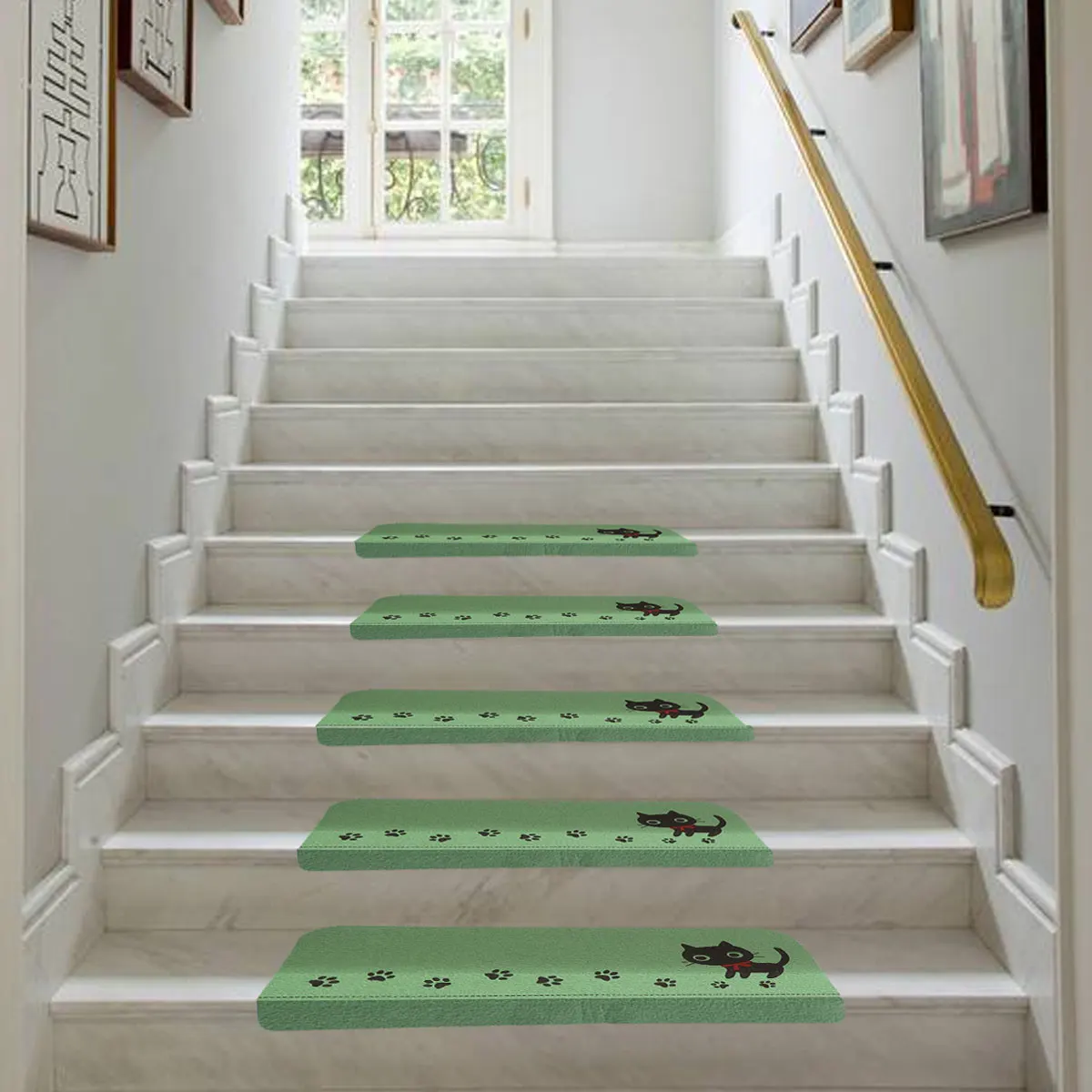 5 قطعة المضادة للانزلاق درج معالج هريرة نمط قابل للغسل كوتابل بولي كلوريد الفينيل البوليستر الحصير لأدوات سلامة الدرج #1