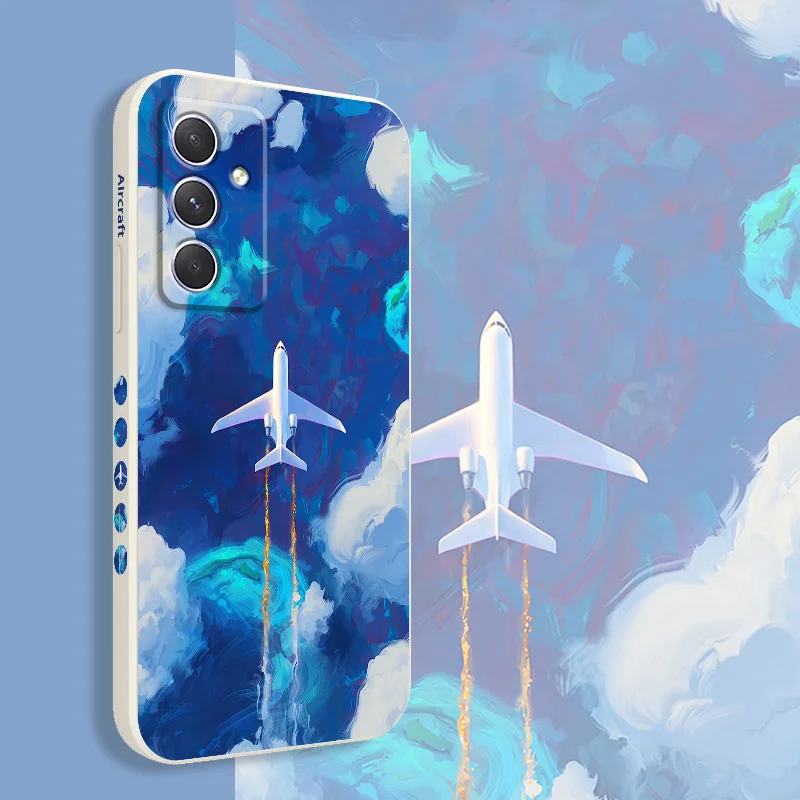 Aeroplane Sky Case For Samsung A54 A34 A24 A14 A04 A04E A73 A53 A33 A23 A13 A03 A72 A52 A52S A32 A22 A12 A71 A51 A21 S 4G 5G