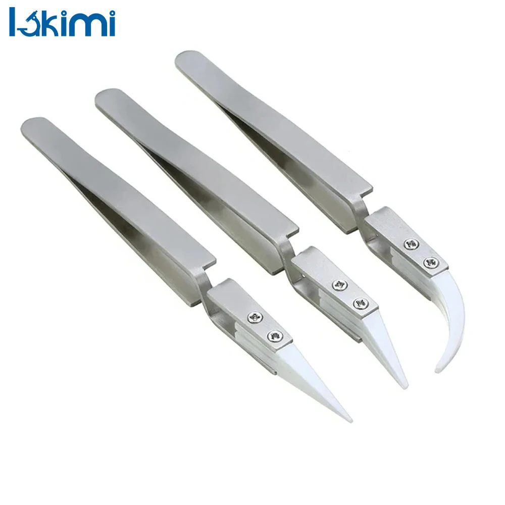 

Кислотостойкий прямой наконечник, пинцет с обратным электронным паяльным патроном, керамический антистатический пинцет 1/3 шт. LA-AA19