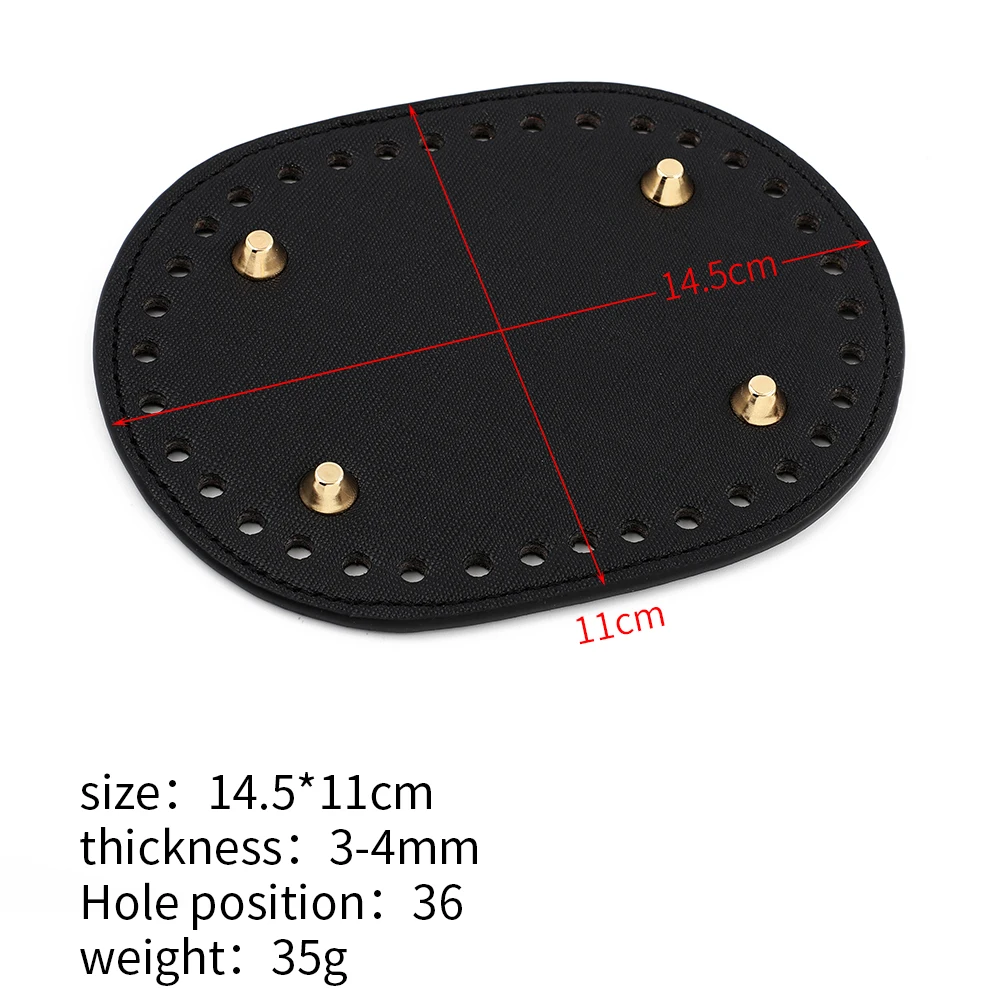 14.5*11cm PU Leather Bag Bottom 36 Holes Bag Base with Rivets for DIY Knitting Bags Crochet Handbag Crossbody Bags