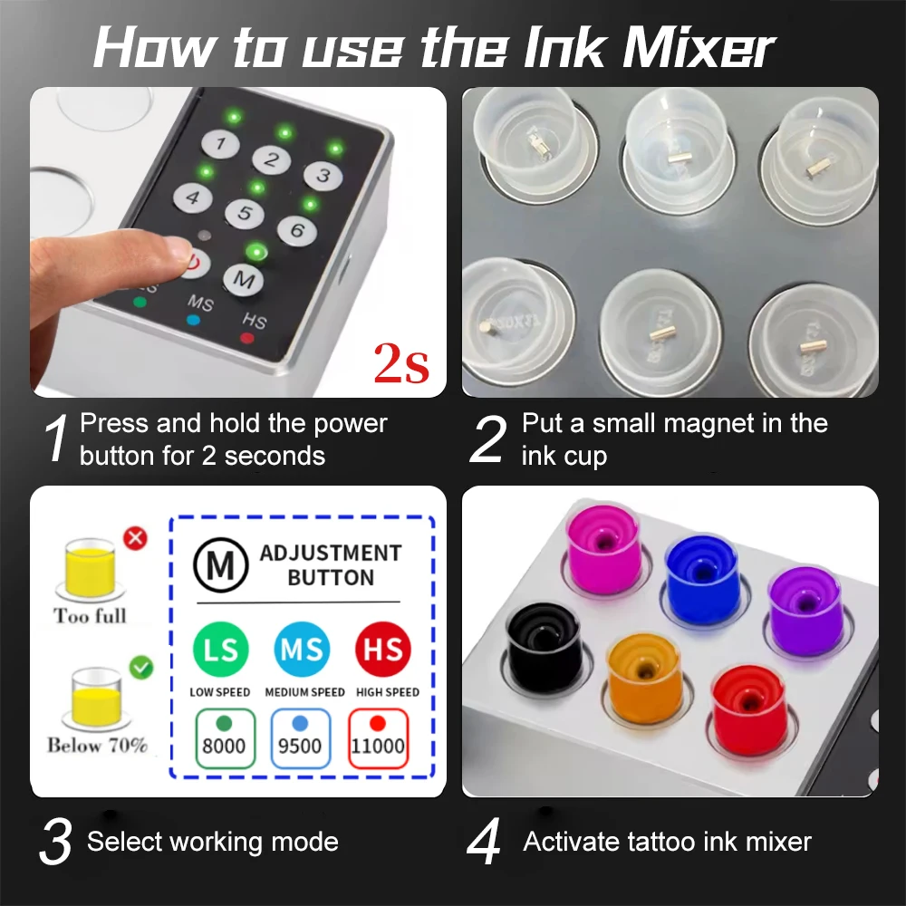 Anti-Sedimentation Tattoo Ink Pigment Stirrer Electric Ink Mixer Lab Mixing Nail Polish Eyelash Adhesives Vortexer for Tubes