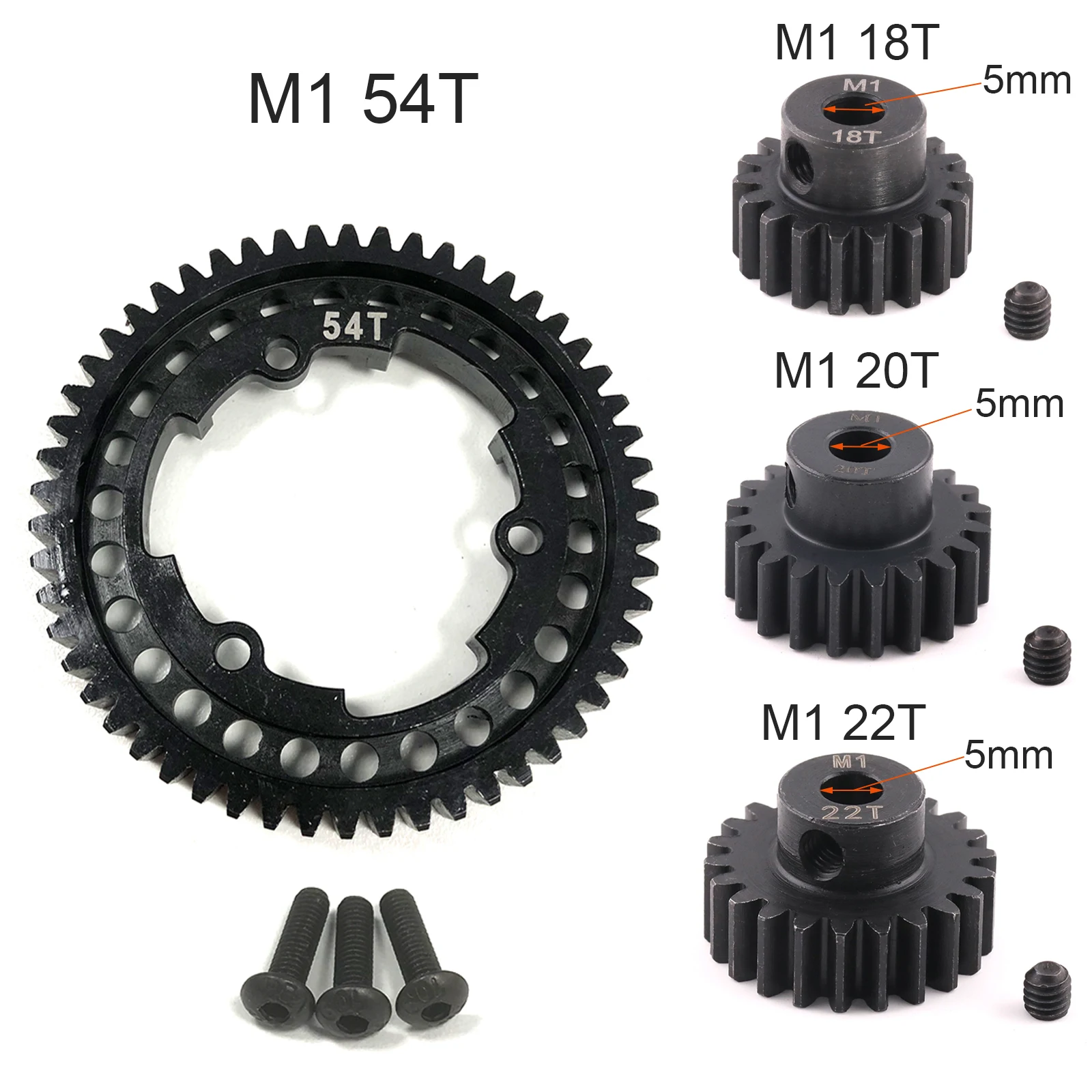 M1 46T 50T 52T 54T Hardened Steel Motor Gear for 1/5 Traxxas X-Maxx 1/7 X0-1 1/10 Maxx 1/10 E-REVO 2.0 VXL RC Model Motor Parts