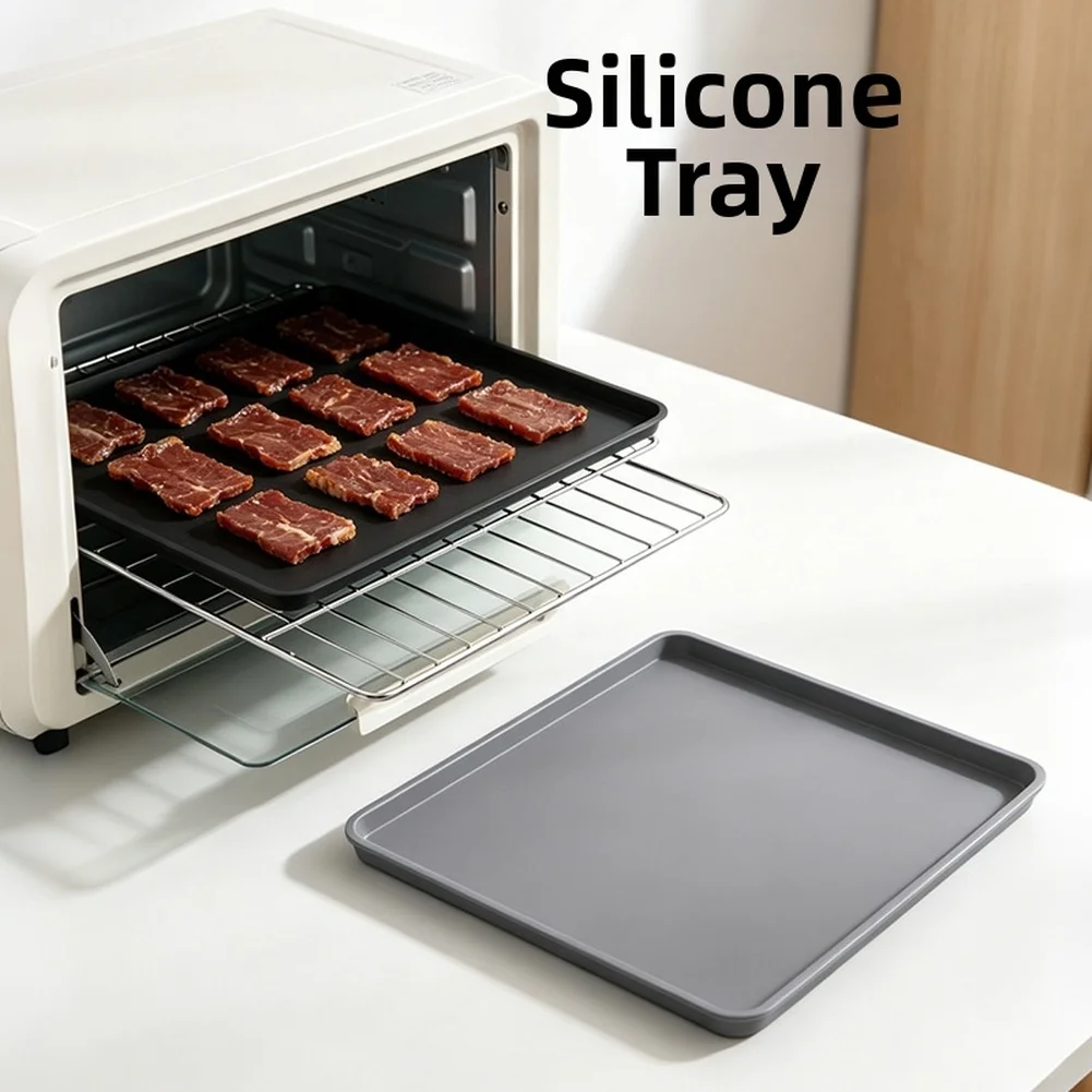 Silicone Dehydrator Pad Set 4pcs Non Heat Resistant Baking with Containment Rim for Dehydrating Produce and Meat