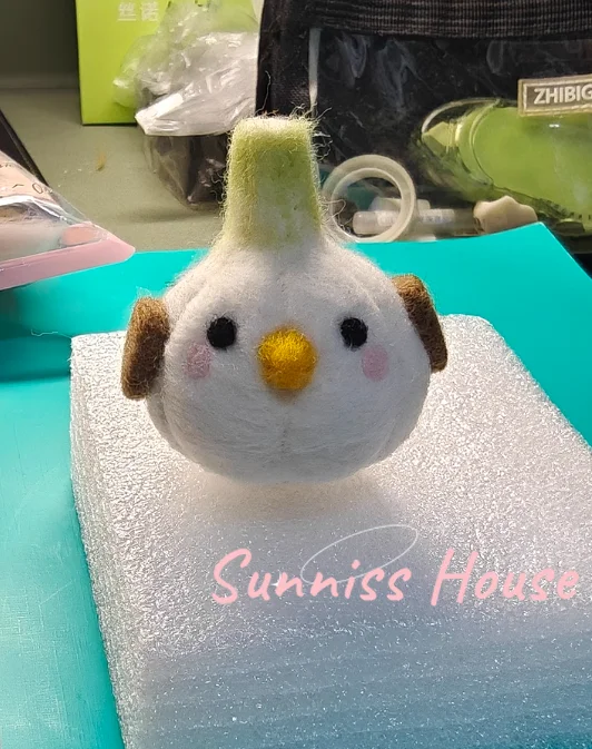 Forget It-Garlic Birds Ornament Felting Wool  Needle Kit，Simple Handmade DIY Material Pack Cute Gift with Tools