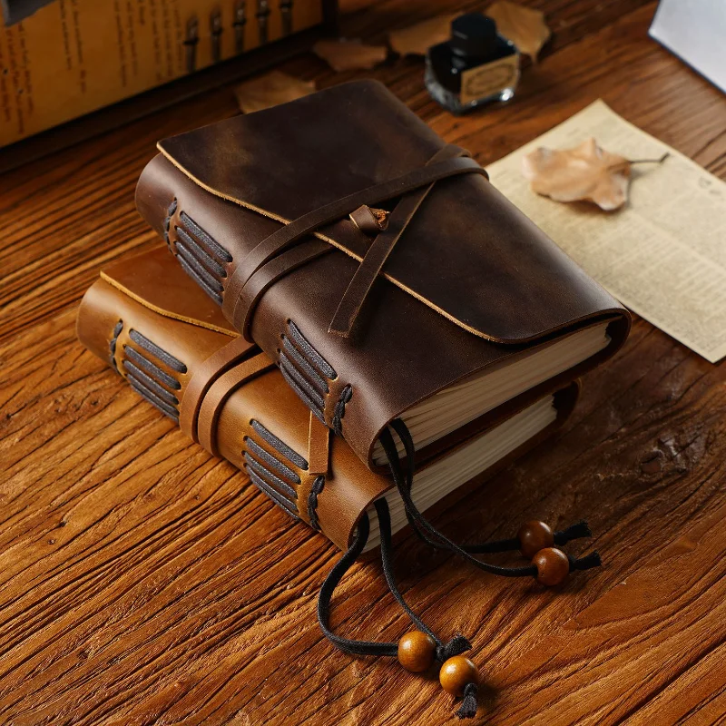 ของแท้หนัง Spiral มาพร้อมกับโน้ตบุ๊คไดอารี่ Vintage Cowhide Notepad เปลี่ยนได้เครื่องเขียนนักเรียนสมุดบันทึก Sketching Book