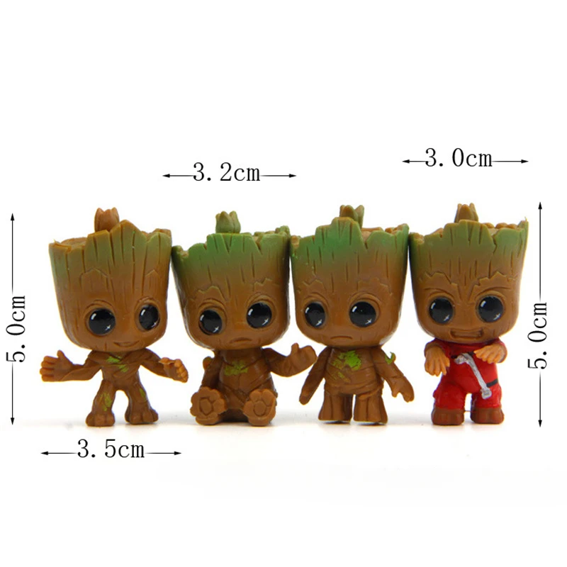 Figuras de acción de Marvel Groot para niños, modelos de decoración de Anime, regalos de cumpleaños, juguetes lindos, escritorio de coche