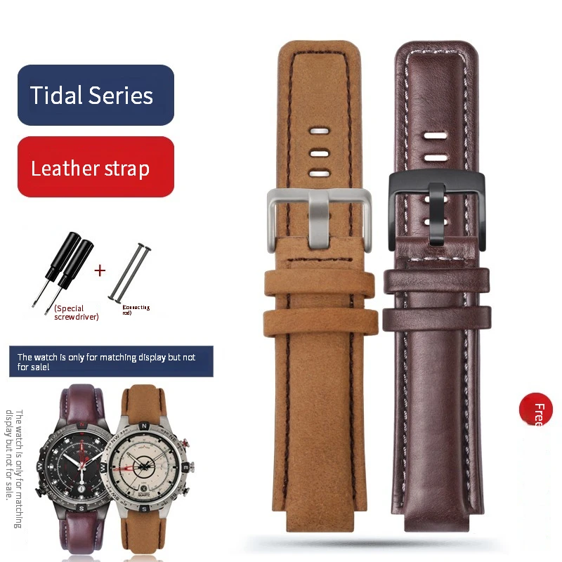 Genuine leather Watch Strap For Timex compass Watchband T2n739 T2n720 T2n721 Series Watch Band 24*16mm men's Convex mouth